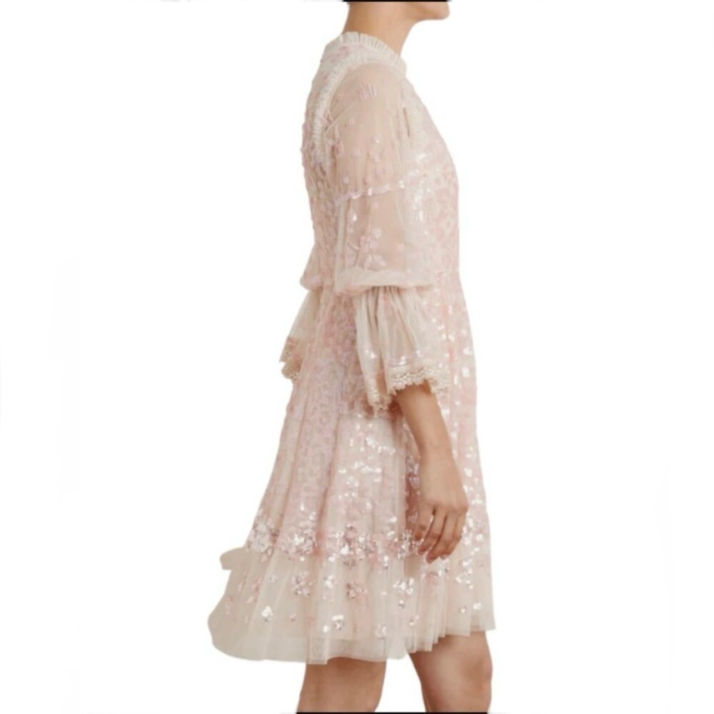 Needle & Thread Blush Pink Sequin Mini Dress Size 2 Romantic - Picture 6 of 13